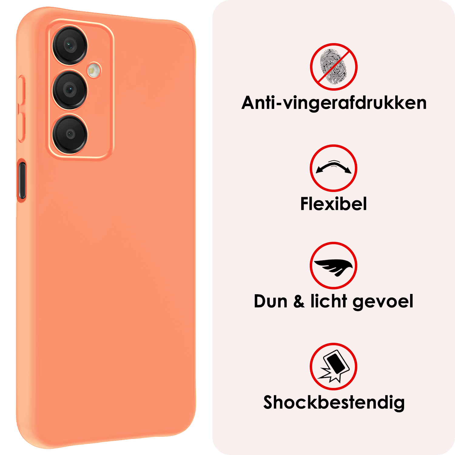 NoXx Hoes Geschikt voor Samsung A16 Hoesje Cover Siliconen Back Case Hoes - Perzik - 2 PACK