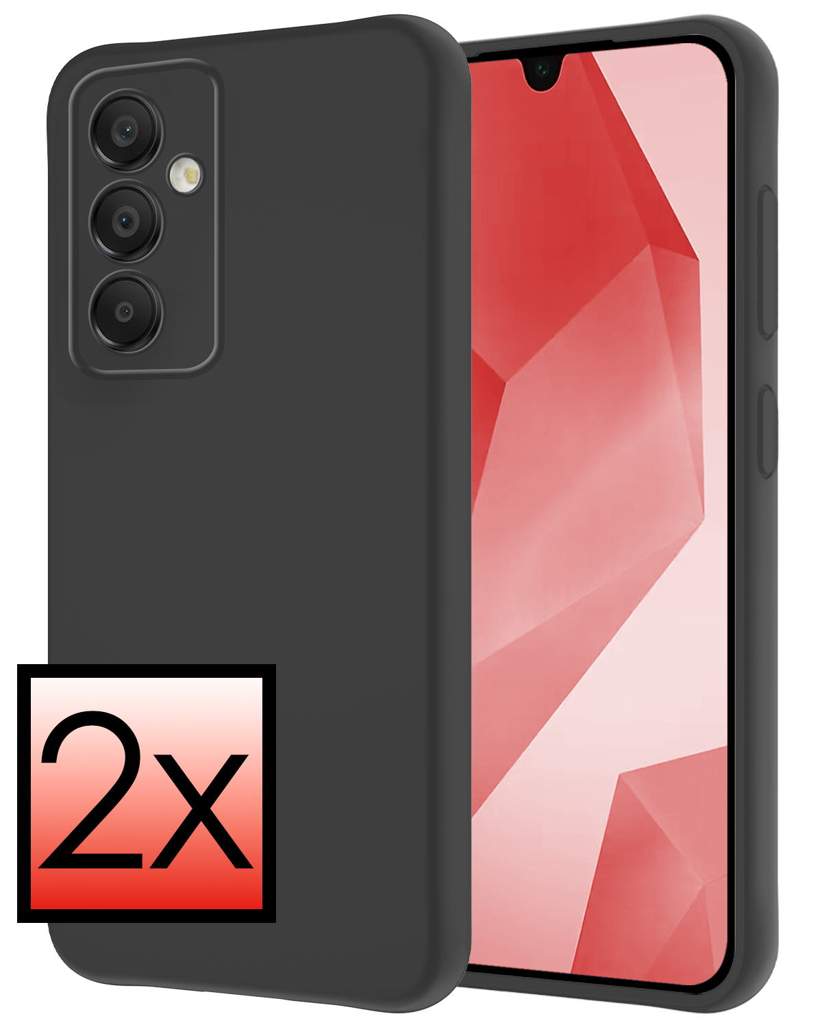 NoXx Hoes Geschikt voor Samsung A16 Hoesje Cover Siliconen Back Case Hoes - Zwart - 2 PACK