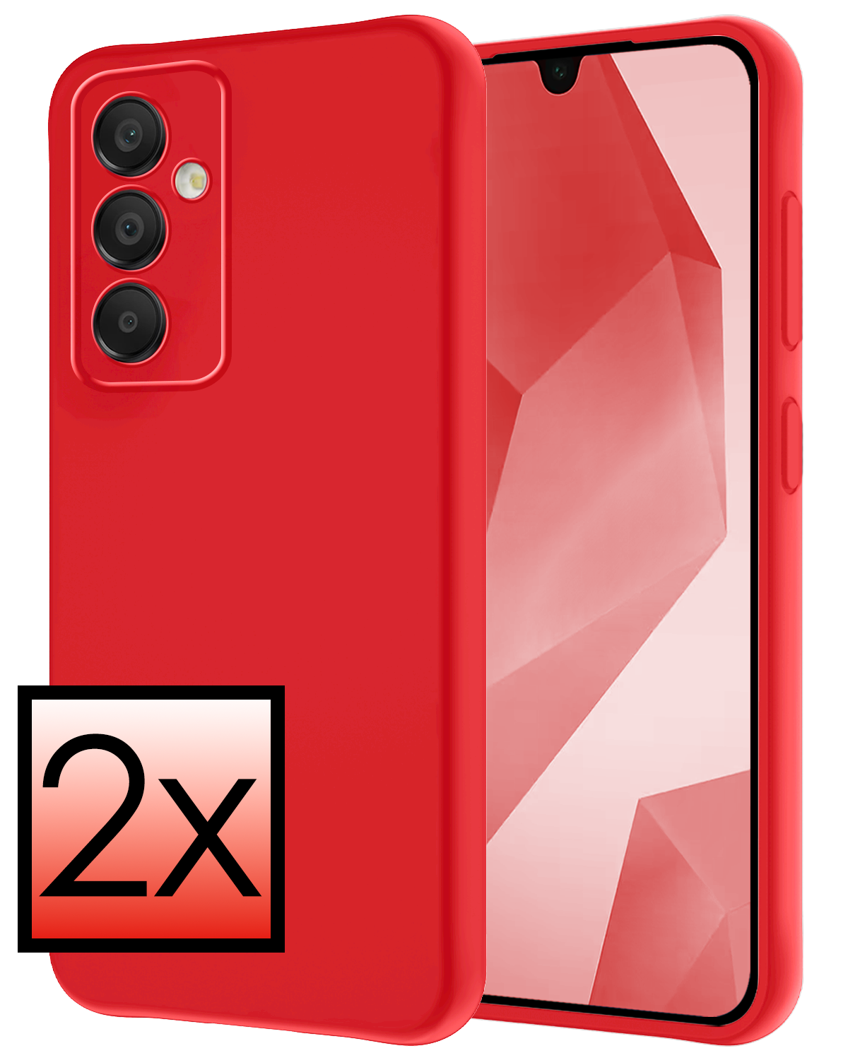 NoXx Hoes Geschikt voor Samsung A16 Hoesje Cover Siliconen Back Case Hoes - Rood - 2 PACK