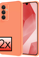 NoXx Hoes Geschikt voor Samsung A16 Hoesje Cover Siliconen Back Case Hoes - Perzik - 2 PACK