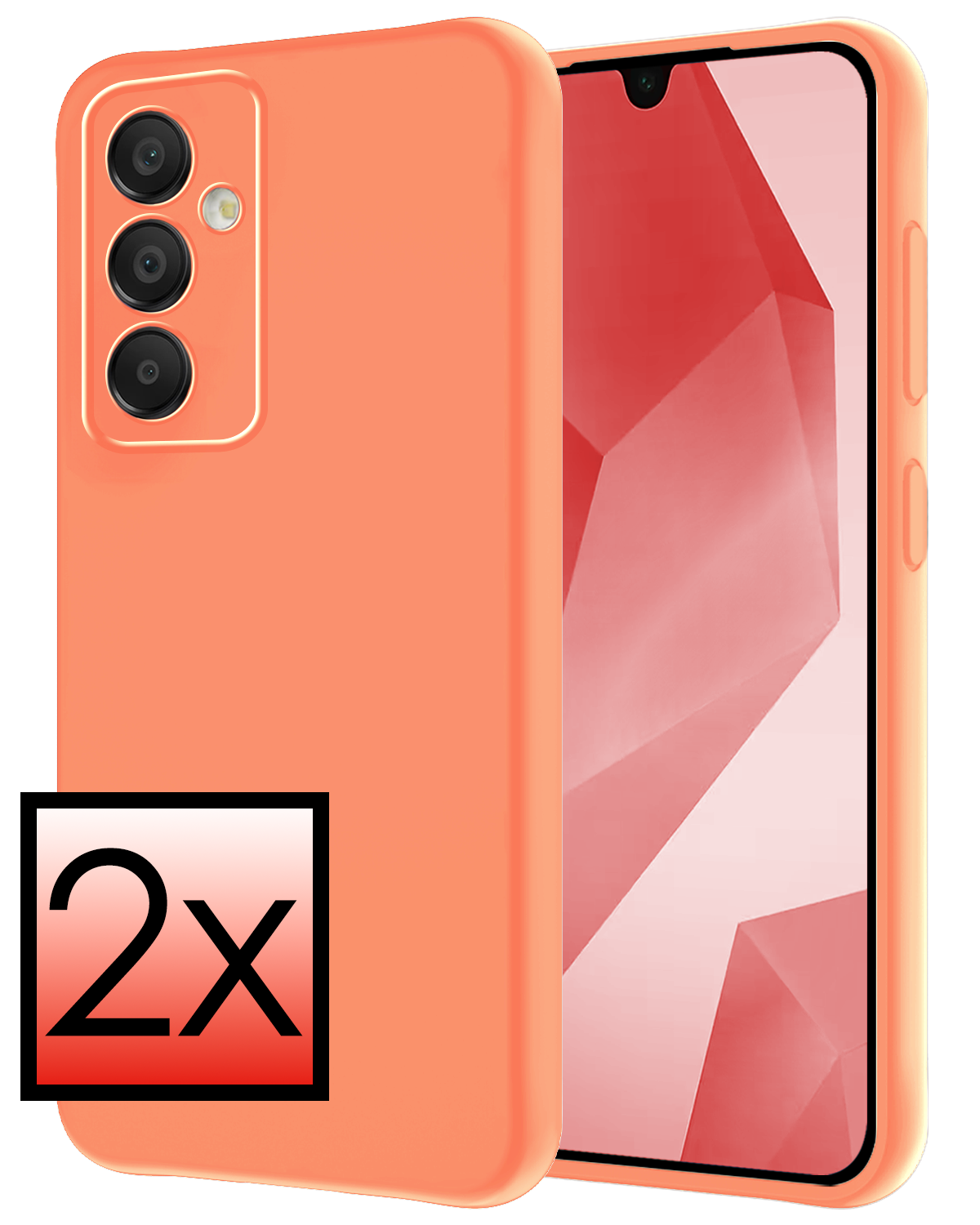NoXx Hoes Geschikt voor Samsung A16 Hoesje Cover Siliconen Back Case Hoes - Perzik - 2 PACK