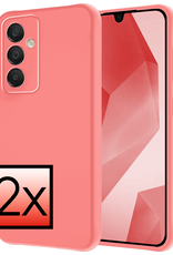 NoXx Hoes Geschikt voor Samsung A16 Hoesje Cover Siliconen Back Case Hoes - Lichtroze - 2 PACK