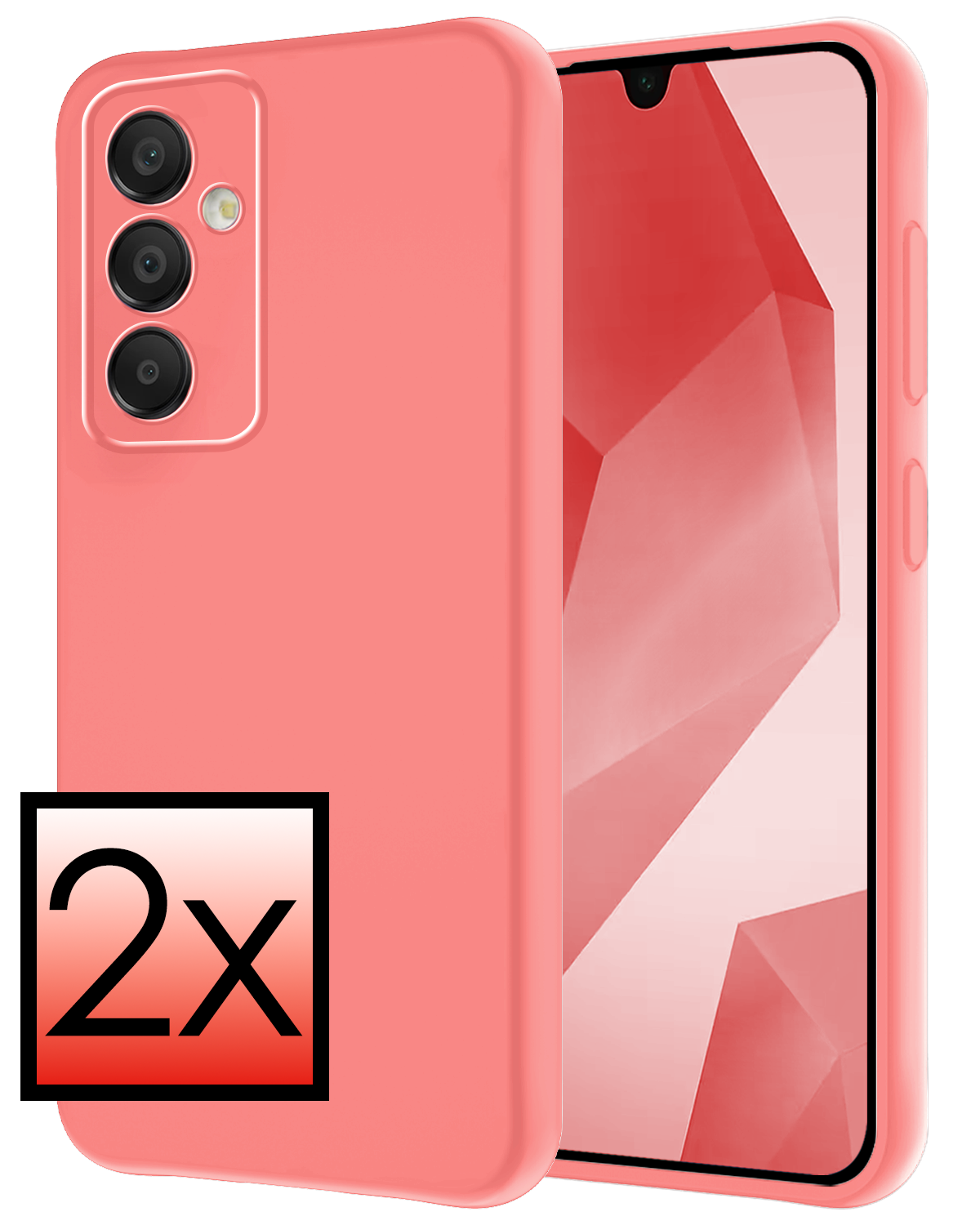 NoXx Hoes Geschikt voor Samsung A16 Hoesje Cover Siliconen Back Case Hoes - Lichtroze - 2 PACK