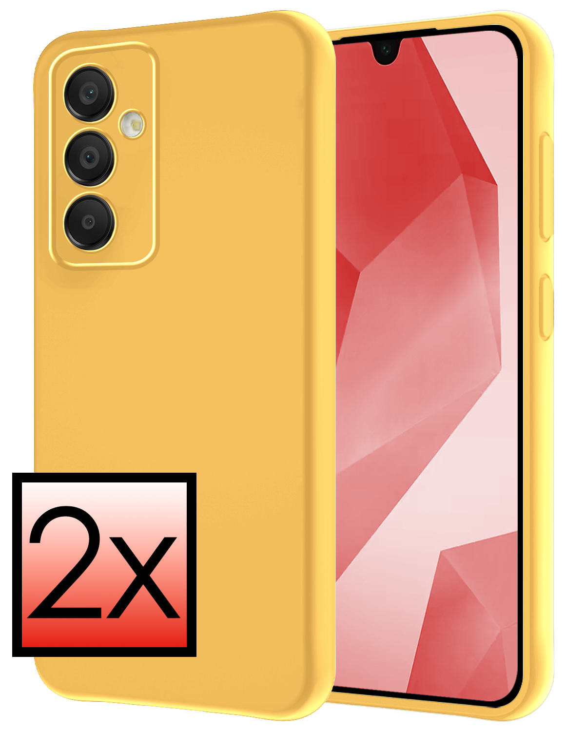 NoXx Hoes Geschikt voor Samsung A16 Hoesje Cover Siliconen Back Case Hoes - Geel - 2 PACK