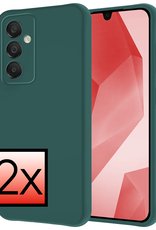 NoXx Hoes Geschikt voor Samsung A16 Hoesje Cover Siliconen Back Case Hoes - Donkergroen - 2 PACK