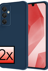 NoXx Hoes Geschikt voor Samsung A16 Hoesje Cover Siliconen Back Case Hoes - Donkerblauw - 2 PACK