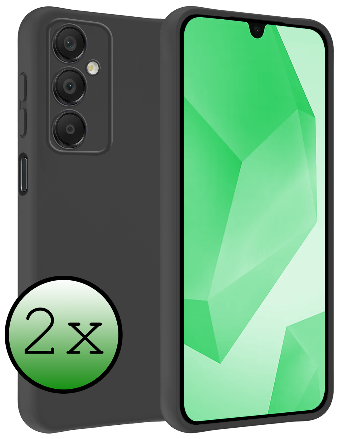 BASEY. Hoes Geschikt voor Samsung A16 Hoesje Siliconen Back Cover Case - Hoesje Geschikt voor Samsung Galaxy A16 Hoes Cover Hoesje - Zwart - 2 Stuks