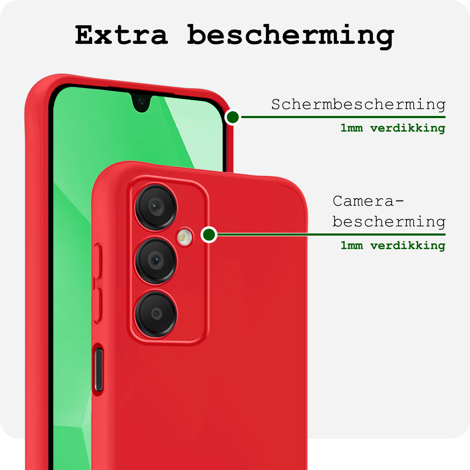 BASEY. Hoes Geschikt voor Samsung A16 Hoesje Siliconen Back Cover Case - Hoesje Geschikt voor Samsung Galaxy A16 Hoes Cover Hoesje - Rood - 2 Stuks