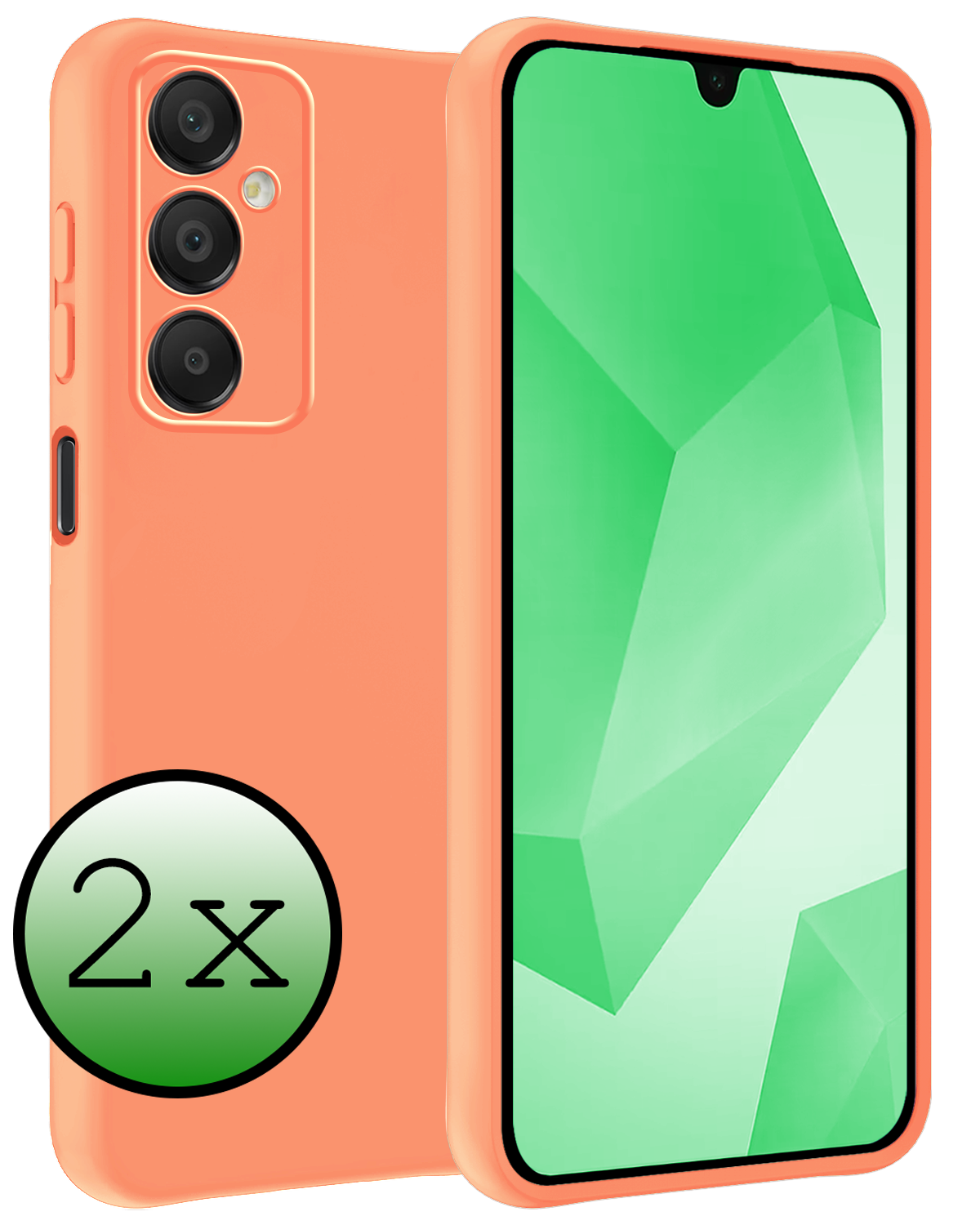 BASEY. Hoes Geschikt voor Samsung A16 Hoesje Siliconen Back Cover Case - Hoesje Geschikt voor Samsung Galaxy A16 Hoes Cover Hoesje - Perzik - 2 Stuks