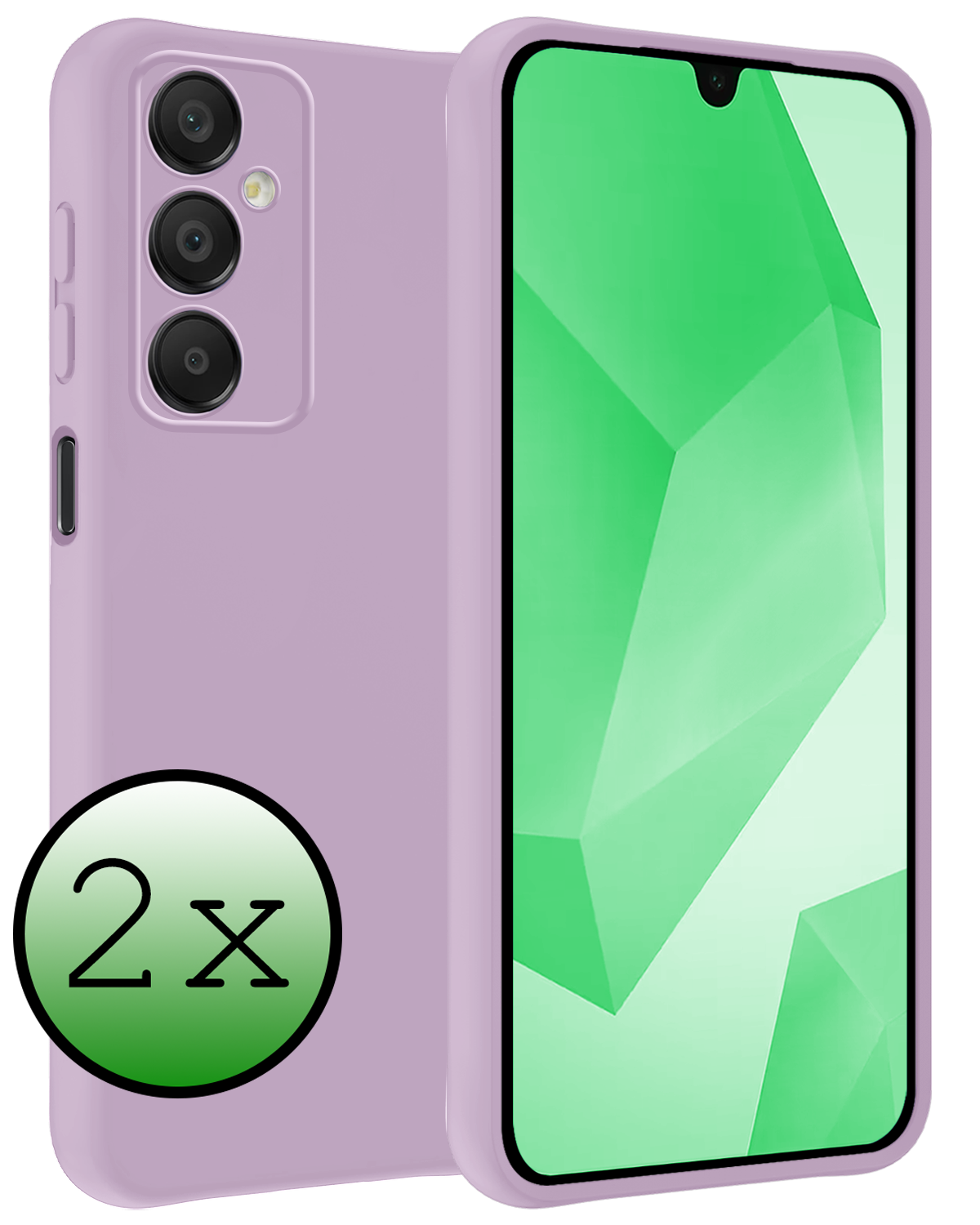 BASEY. Hoes Geschikt voor Samsung A16 Hoesje Siliconen Back Cover Case - Hoesje Geschikt voor Samsung Galaxy A16 Hoes Cover Hoesje - Lila - 2 Stuks