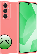 BASEY. Hoes Geschikt voor Samsung A16 Hoesje Siliconen Back Cover Case - Hoesje Geschikt voor Samsung Galaxy A16 Hoes Cover Hoesje - Lichtroze - 2 Stuks