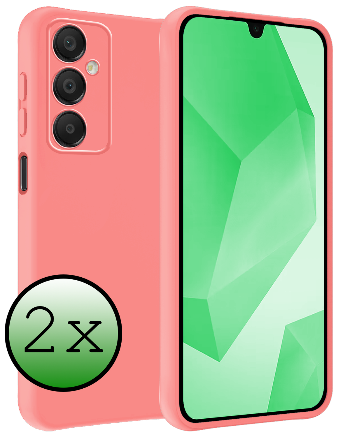 BASEY. Hoes Geschikt voor Samsung A16 Hoesje Siliconen Back Cover Case - Hoesje Geschikt voor Samsung Galaxy A16 Hoes Cover Hoesje - Lichtroze - 2 Stuks