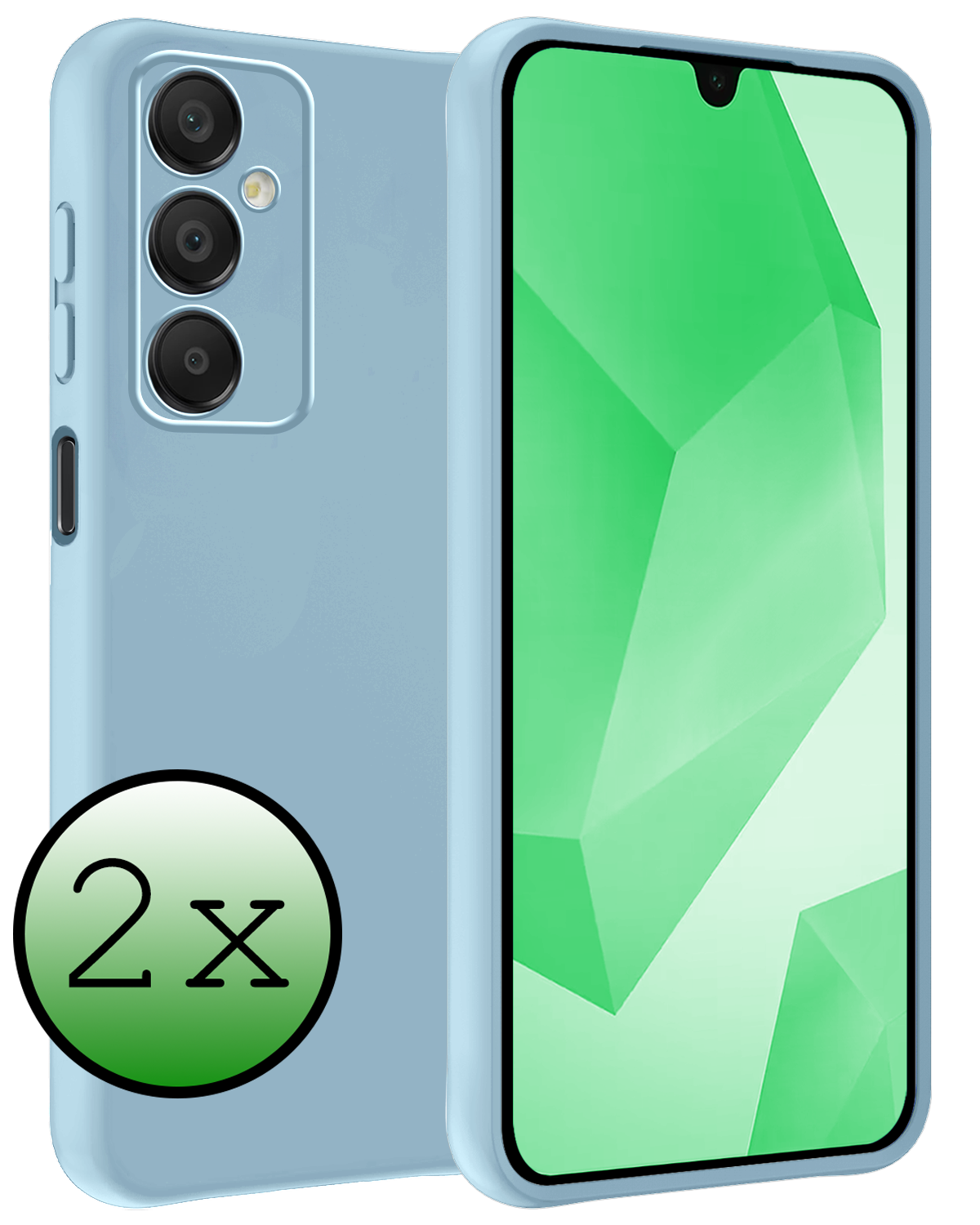 BASEY. Hoes Geschikt voor Samsung A16 Hoesje Siliconen Back Cover Case - Hoesje Geschikt voor Samsung Galaxy A16 Hoes Cover Hoesje - Lichtblauw - 2 Stuks