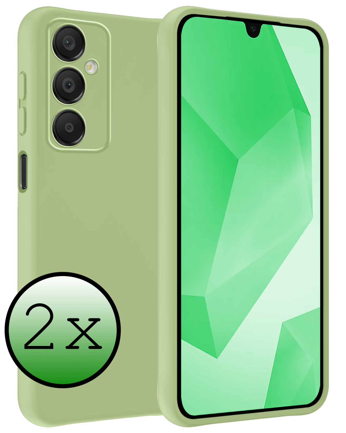 BASEY. Hoes Geschikt voor Samsung A16 Hoesje Siliconen Back Cover Case - Hoesje Geschikt voor Samsung Galaxy A16 Hoes Cover Hoesje - Groen - 2 Stuks