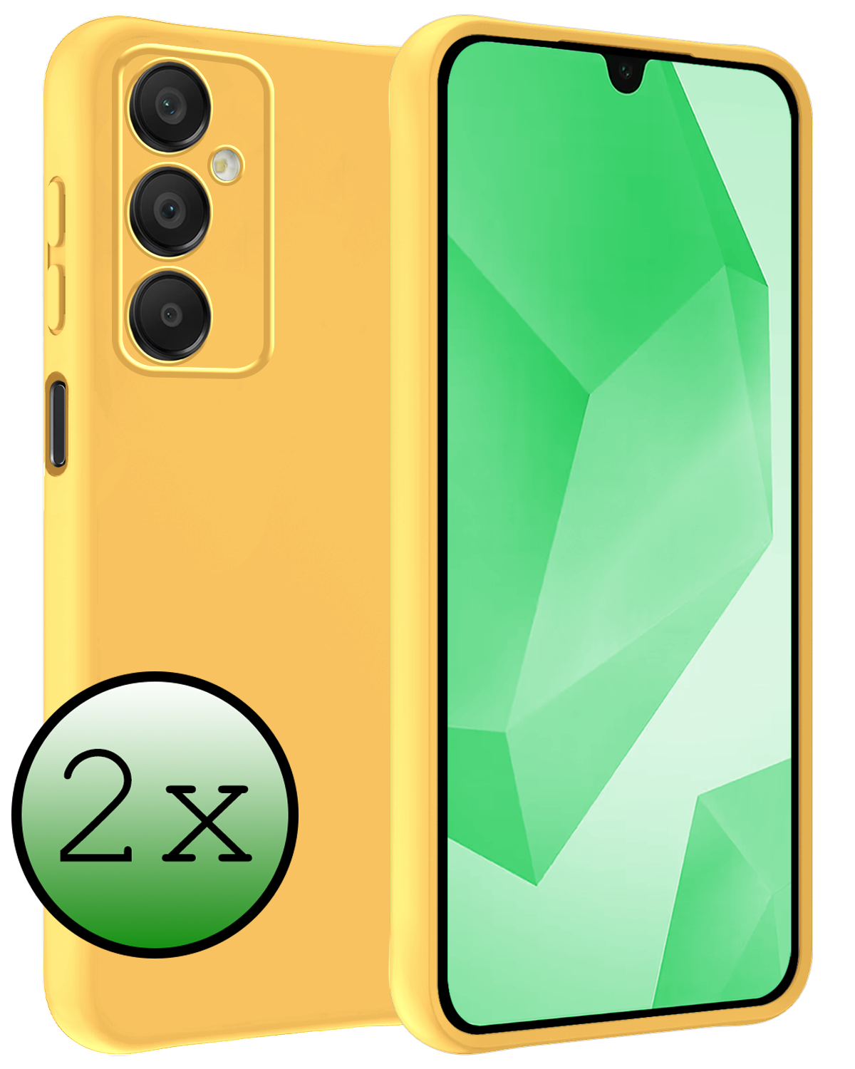 BASEY. Hoes Geschikt voor Samsung A16 Hoesje Siliconen Back Cover Case - Hoesje Geschikt voor Samsung Galaxy A16 Hoes Cover Hoesje - Geel - 2 Stuks