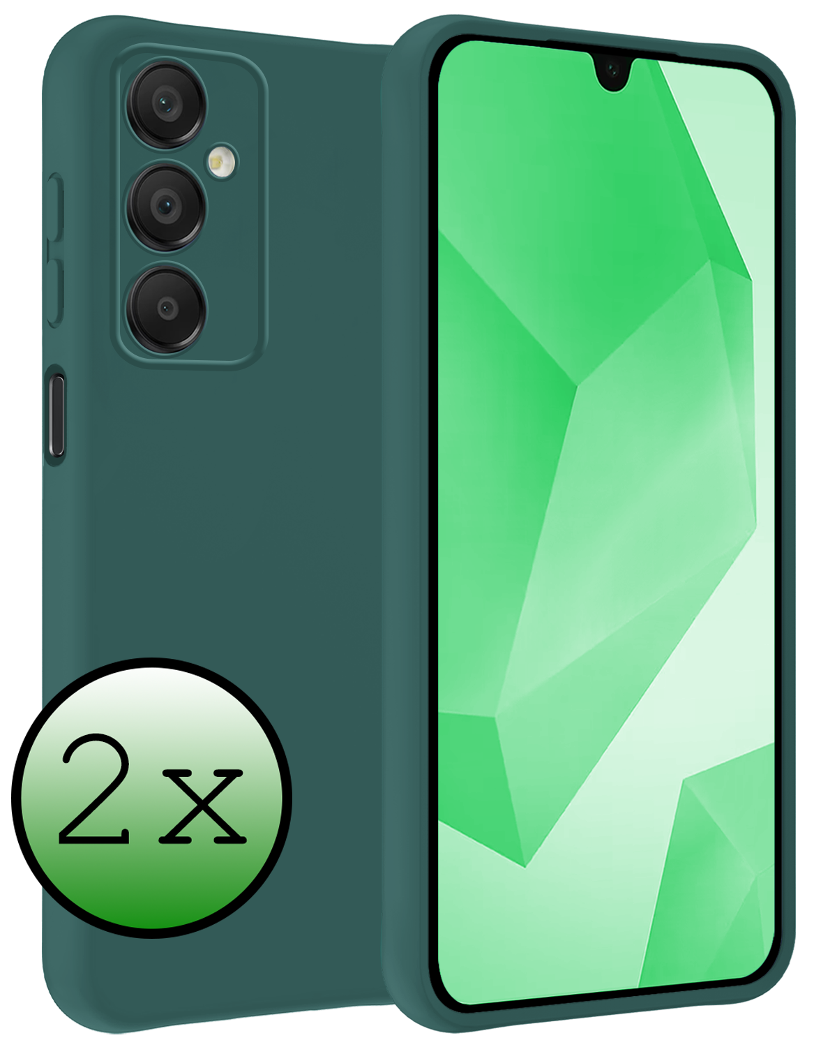 BASEY. Hoes Geschikt voor Samsung A16 Hoesje Siliconen Back Cover Case - Hoesje Geschikt voor Samsung Galaxy A16 Hoes Cover Hoesje - Donkergroen - 2 Stuks