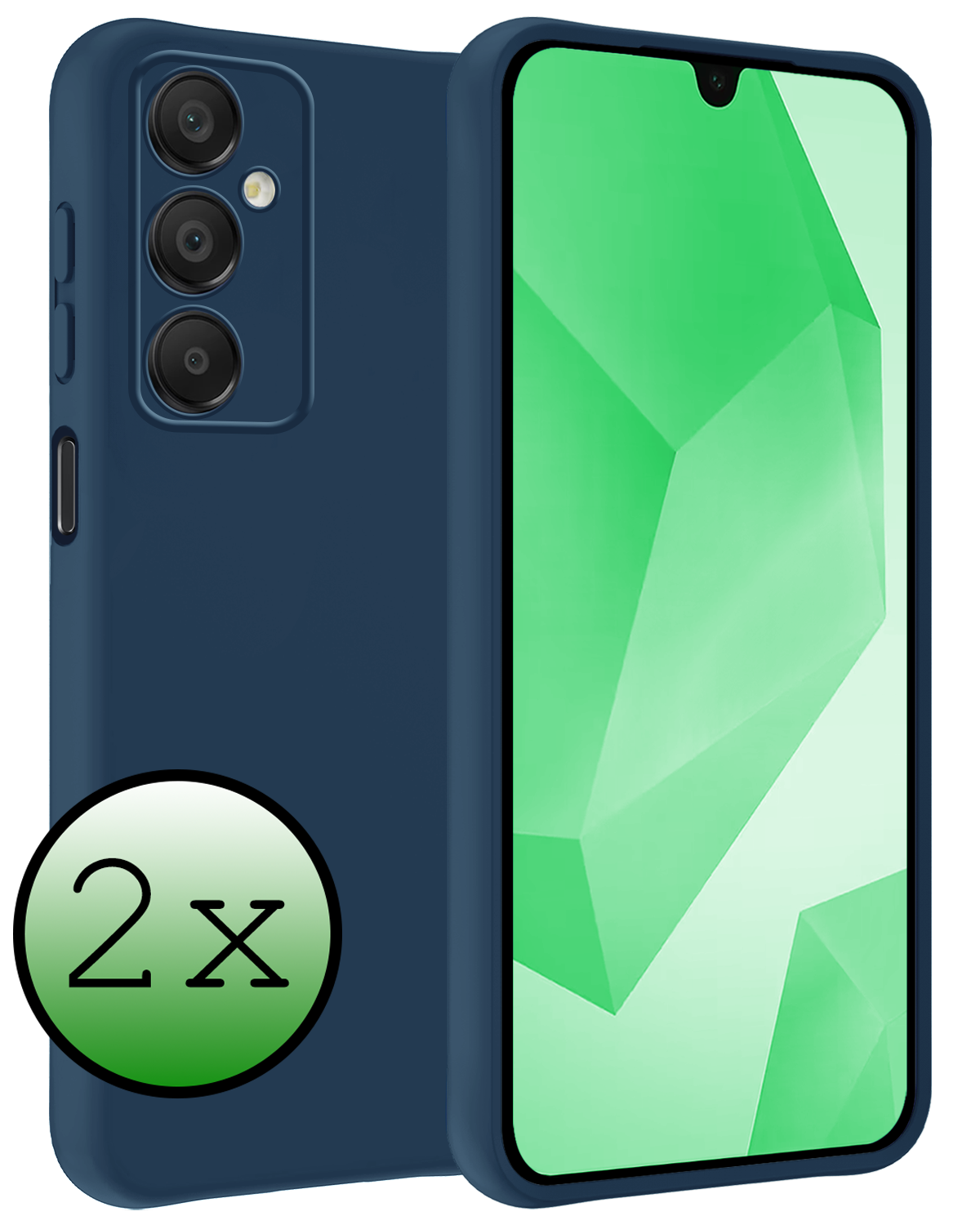 BASEY. Hoes Geschikt voor Samsung A16 Hoesje Siliconen Back Cover Case - Hoesje Geschikt voor Samsung Galaxy A16 Hoes Cover Hoesje - Donkerblauw - 2 Stuks