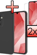 NoXx Hoes Geschikt voor Samsung A16 Hoesje Cover Siliconen Back Case Hoes Met 2x Screenprotector - Zwart