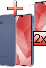 NoXx Hoes Geschikt voor Samsung A16 Hoesje Cover Siliconen Back Case Hoes Met 2x Screenprotector - Transparant