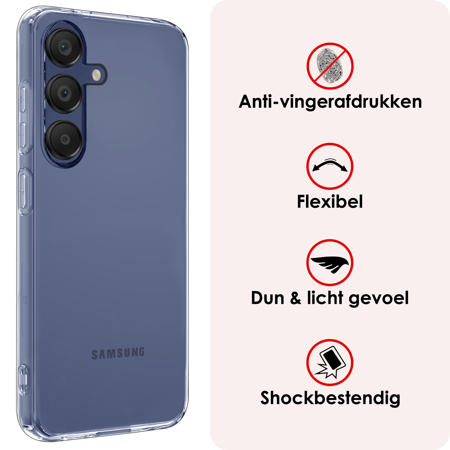 NoXx Hoes Geschikt voor Samsung A16 Hoesje Cover Siliconen Back Case Hoes Met 2x Screenprotector - Transparant