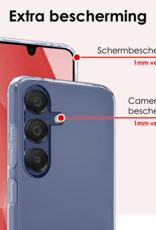 NoXx Hoes Geschikt voor Samsung A16 Hoesje Cover Siliconen Back Case Hoes Met 2x Screenprotector - Transparant