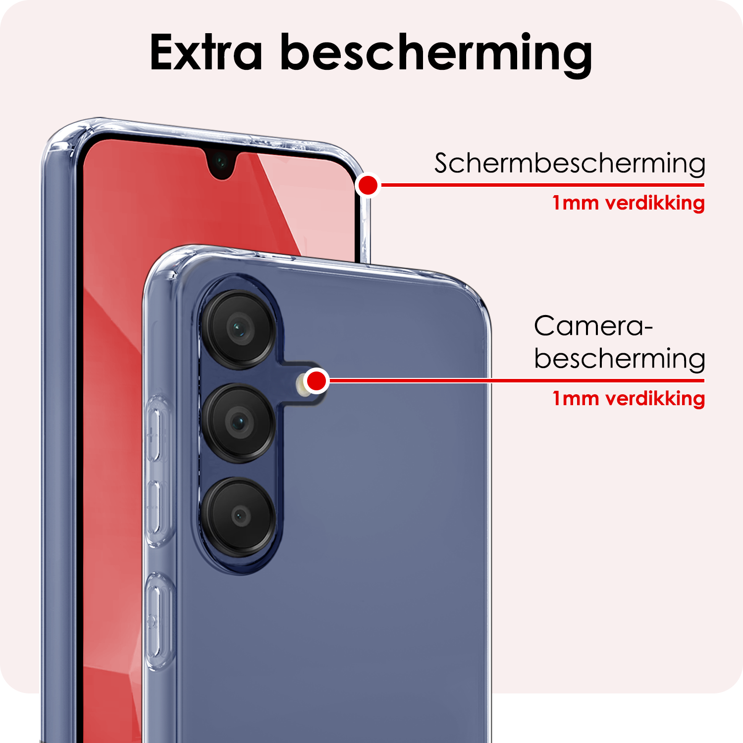 NoXx Hoes Geschikt voor Samsung A16 Hoesje Cover Siliconen Back Case Hoes Met 2x Screenprotector - Transparant