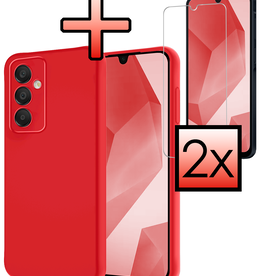 NoXx NoXx Samsung Galaxy A16 Hoesje Siliconen Met 2x Screenprotector - Rood
