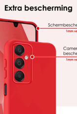 NoXx Hoes Geschikt voor Samsung A16 Hoesje Cover Siliconen Back Case Hoes Met 2x Screenprotector - Rood
