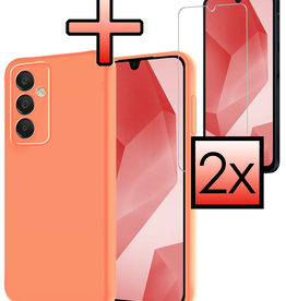 NoXx NoXx Samsung Galaxy A16 Hoesje Siliconen Met 2x Screenprotector - Perzik