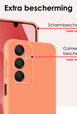 NoXx Hoes Geschikt voor Samsung A16 Hoesje Cover Siliconen Back Case Hoes Met 2x Screenprotector - Perzik