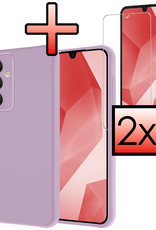 NoXx Hoes Geschikt voor Samsung A16 Hoesje Cover Siliconen Back Case Hoes Met 2x Screenprotector - Lila