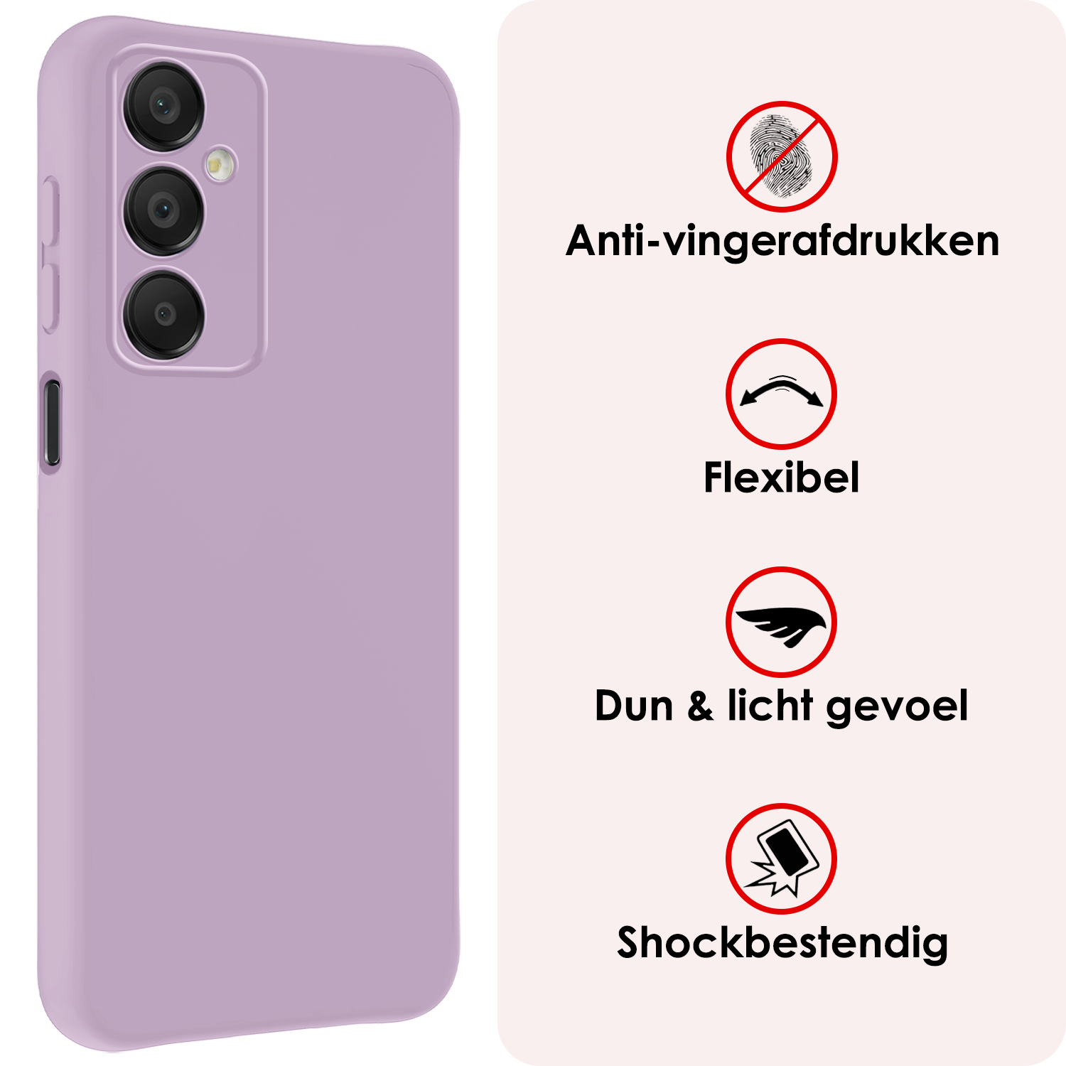NoXx Hoes Geschikt voor Samsung A16 Hoesje Cover Siliconen Back Case Hoes Met 2x Screenprotector - Lila
