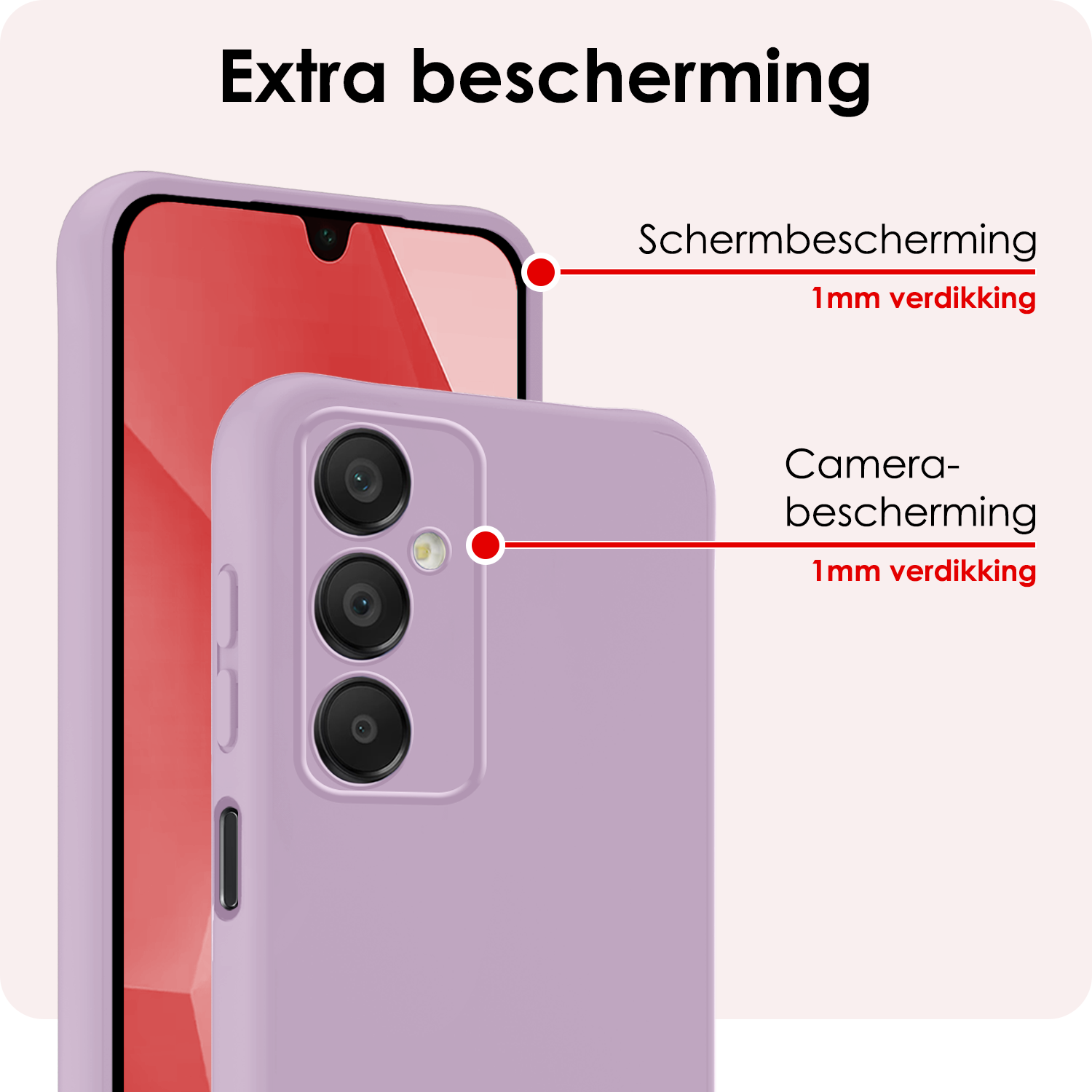 NoXx Hoes Geschikt voor Samsung A16 Hoesje Cover Siliconen Back Case Hoes Met 2x Screenprotector - Lila