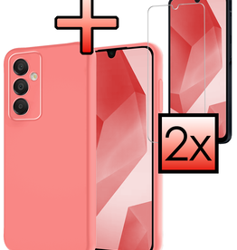 NoXx NoXx Samsung Galaxy A16 Hoesje Siliconen Met 2x Screenprotector - Lichtroze