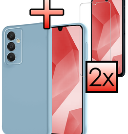 NoXx NoXx Samsung Galaxy A16 Hoesje Siliconen Met 2x Screenprotector - Lichtblauw