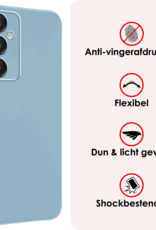 NoXx Hoes Geschikt voor Samsung A16 Hoesje Cover Siliconen Back Case Hoes Met 2x Screenprotector - Lichtblauw