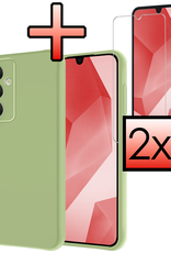 NoXx Hoes Geschikt voor Samsung A16 Hoesje Cover Siliconen Back Case Hoes Met 2x Screenprotector - Groen