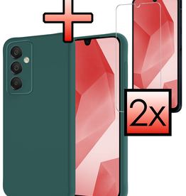 NoXx NoXx Samsung Galaxy A16 Hoesje Siliconen Met 2x Screenprotector - Donkergroen