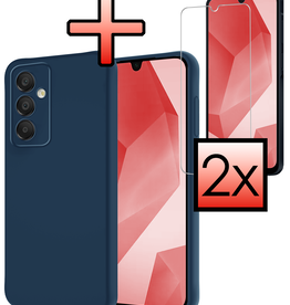 NoXx NoXx Samsung Galaxy A16 Hoesje Siliconen Met 2x Screenprotector - Donkerblauw