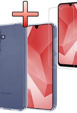 NoXx Hoes Geschikt voor Samsung A16 Hoesje Cover Siliconen Back Case Hoes Met Screenprotector - Transparant