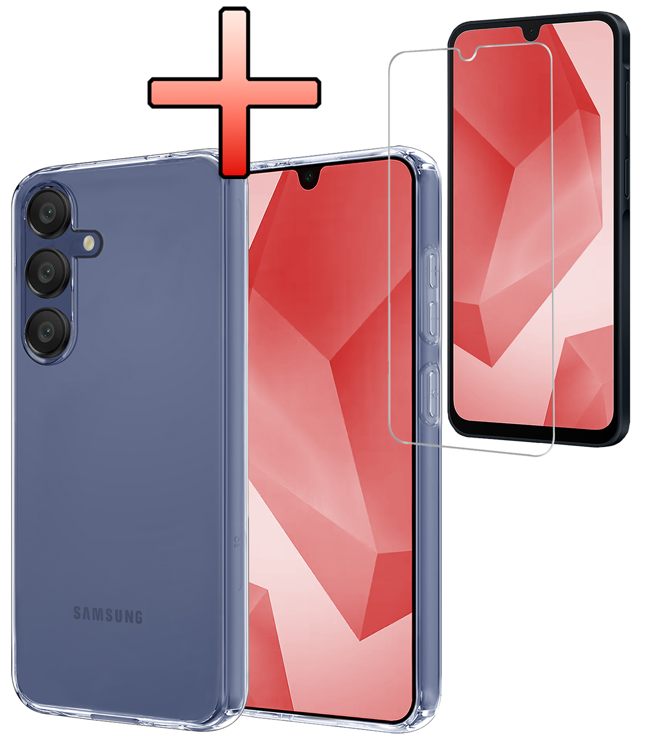 NoXx Hoes Geschikt voor Samsung A16 Hoesje Cover Siliconen Back Case Hoes Met Screenprotector - Transparant