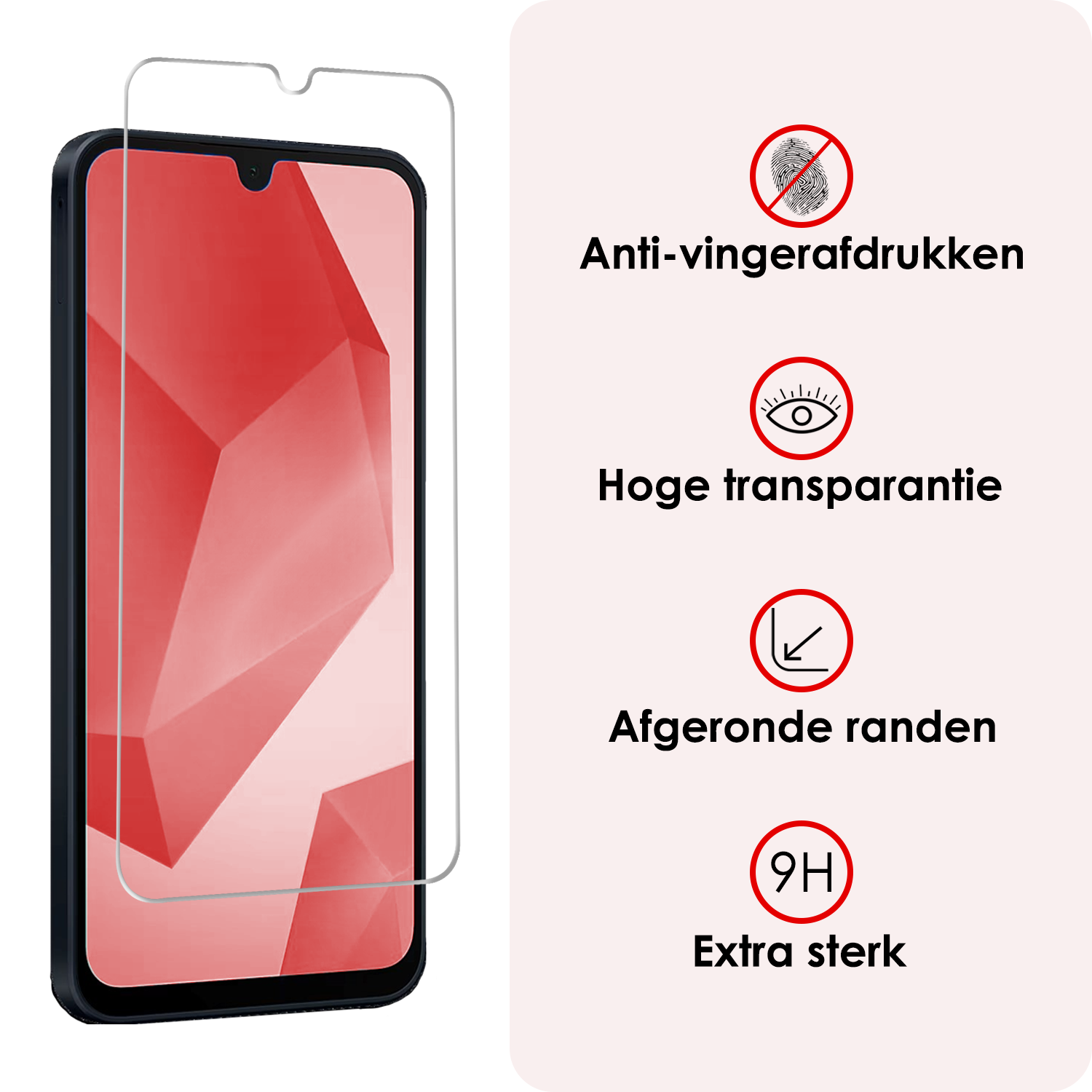 NoXx Hoes Geschikt voor Samsung A16 Hoesje Cover Siliconen Back Case Hoes Met Screenprotector - Rood