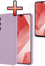 NoXx Hoes Geschikt voor Samsung A16 Hoesje Cover Siliconen Back Case Hoes Met Screenprotector - Lila