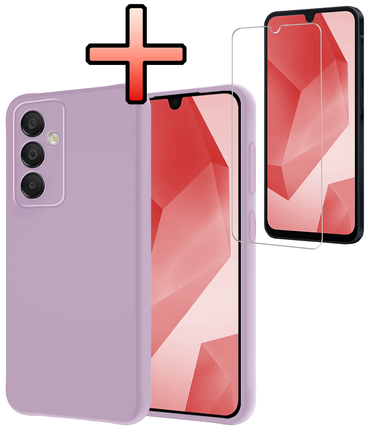 NoXx Hoes Geschikt voor Samsung A16 Hoesje Cover Siliconen Back Case Hoes Met Screenprotector - Lila