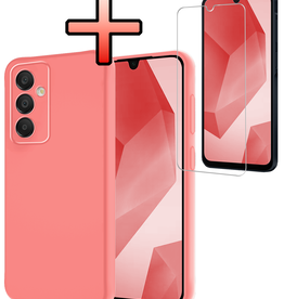 NoXx NoXx Samsung Galaxy A16 Hoesje Siliconen Met Screenprotector - Lichtroze