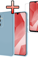 NoXx Hoes Geschikt voor Samsung A16 Hoesje Cover Siliconen Back Case Hoes Met Screenprotector - Lichtblauw