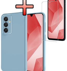NoXx NoXx Samsung Galaxy A16 Hoesje Siliconen Met Screenprotector - Lichtblauw