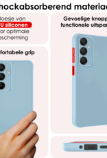 NoXx Hoes Geschikt voor Samsung A16 Hoesje Cover Siliconen Back Case Hoes Met Screenprotector - Lichtblauw