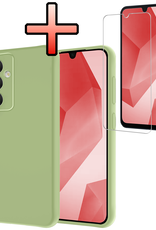 NoXx Hoes Geschikt voor Samsung A16 Hoesje Cover Siliconen Back Case Hoes Met Screenprotector - Groen