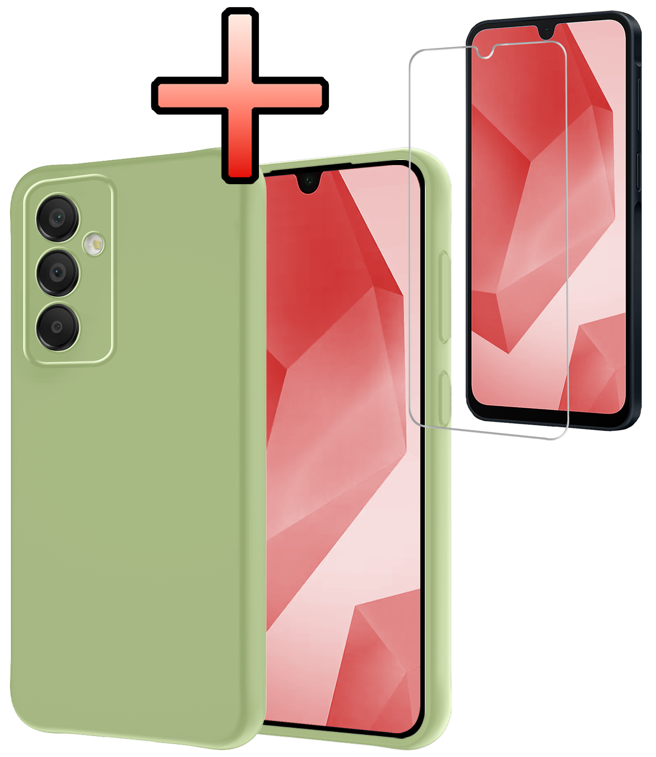 NoXx Hoes Geschikt voor Samsung A16 Hoesje Cover Siliconen Back Case Hoes Met Screenprotector - Groen